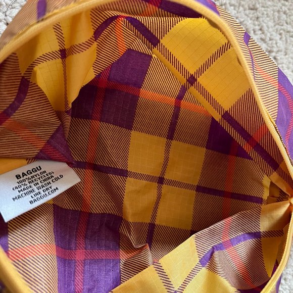 Rare BAGGU *Yellow Tartan Plaid* 3D Pouch, Small Size, Machine Washable, NWOT - Picture 5 of 9